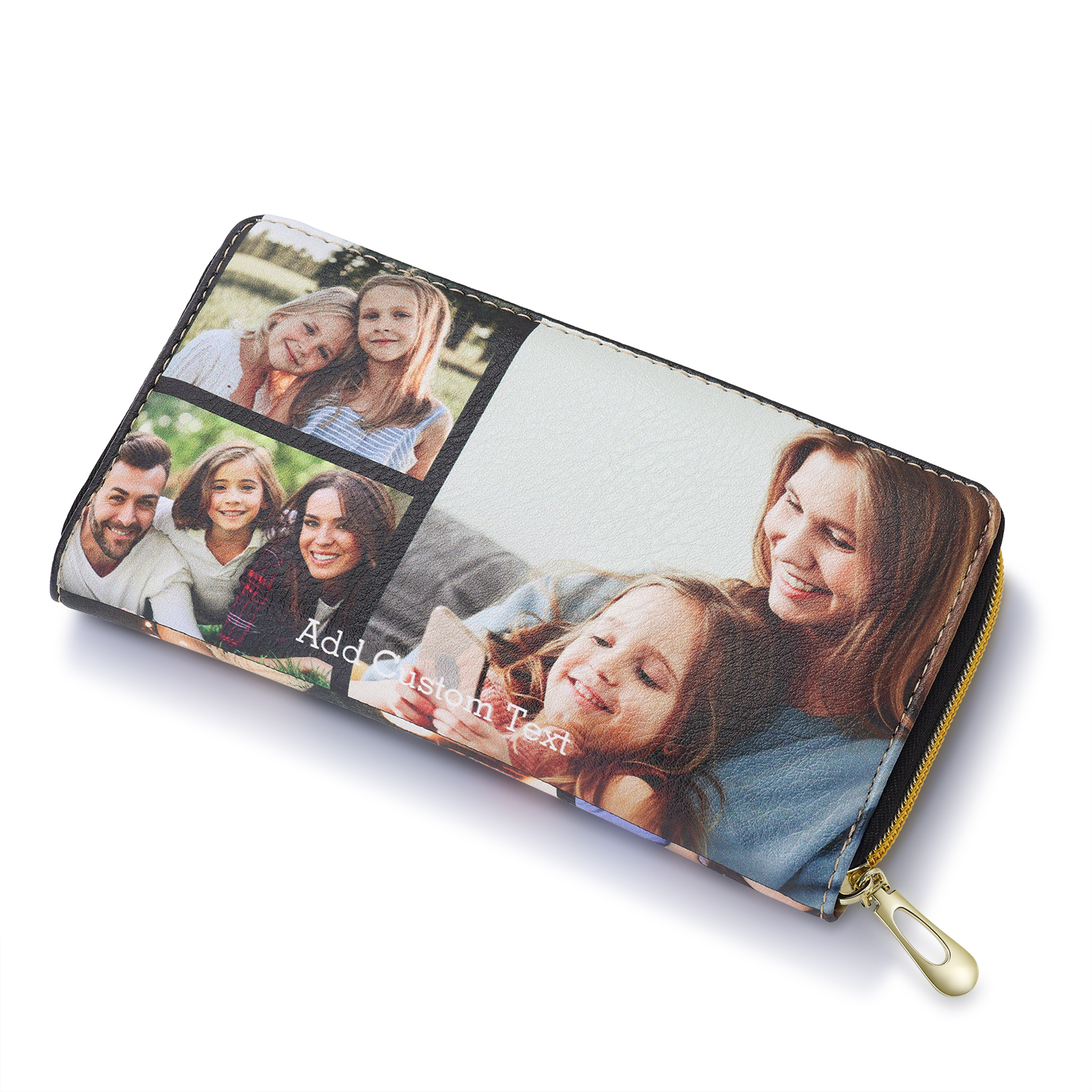 Long Purse Personalised Leather Wallet Engraved 6 Photos Zip Wallet 2023 Gifts For Women Men-Jessemade AU
