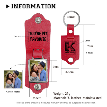 Personalised Photo Keychain Customised Name & Text & Letter Leather Keyring Gifts for Couples/Friends-Jessemade AU