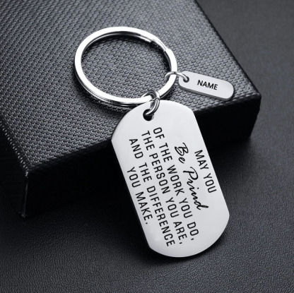 Personalised Stainless Steel Keychain Customised Name Keyring Gift for Kids/Friends - May You Be Proud Of The Work You Do-Jessemade AU