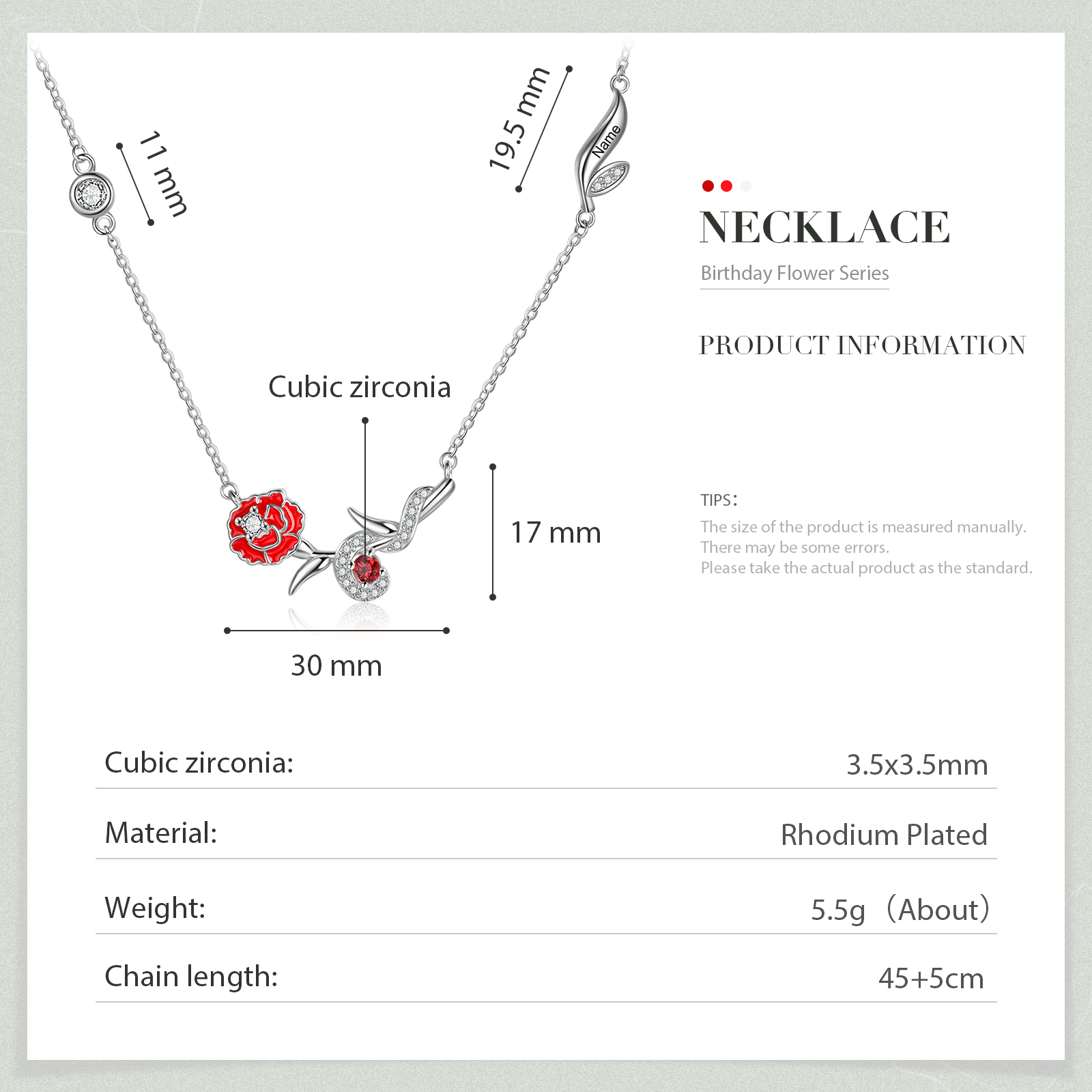 Personalised January Birthflower Necklace With Birthstone Best Gift For Her-Jessemade AU