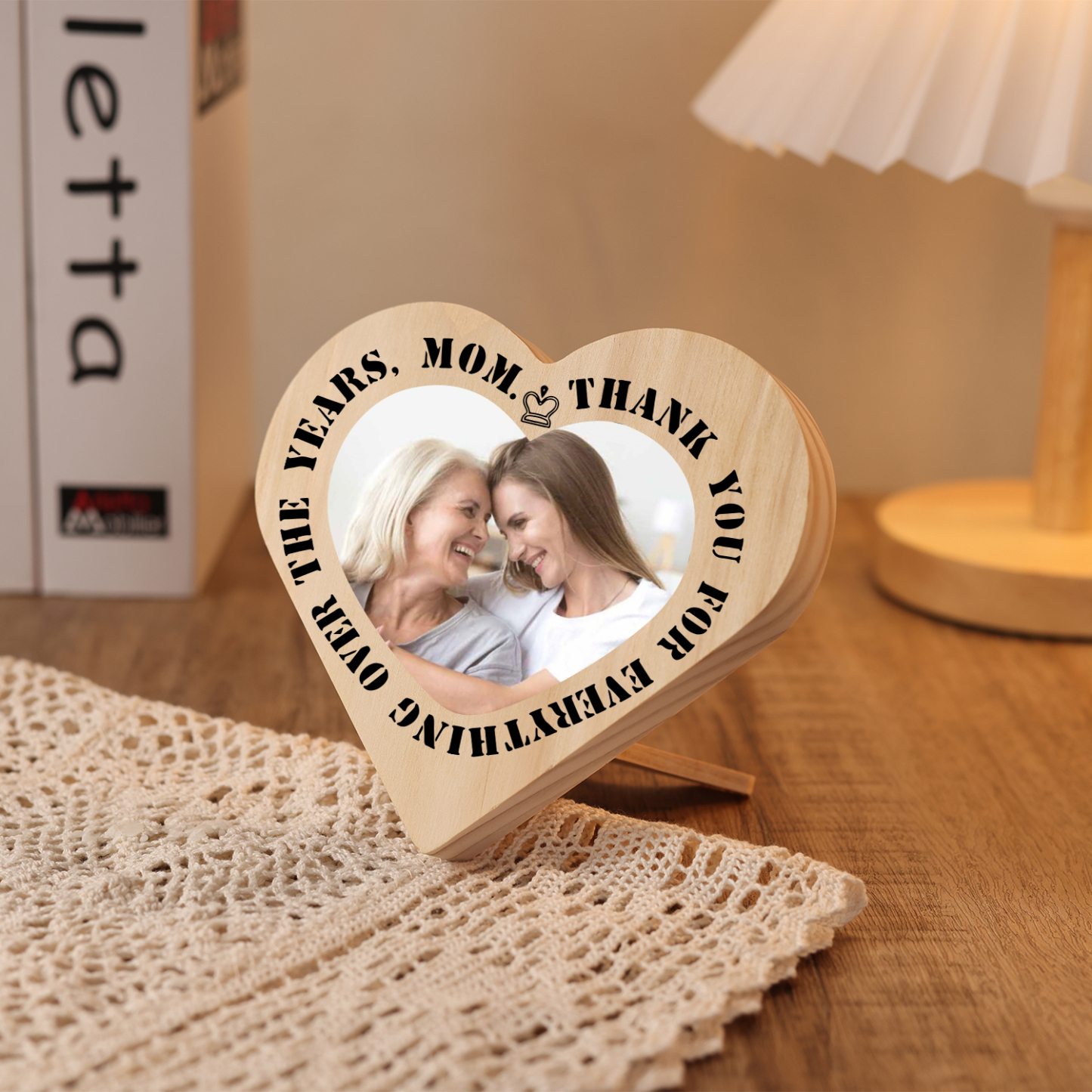 To My Mom Personalised Photo Wooden Heart Keepsake Desktop Ornament "For all the times I forgot to thank you" Mothers Gifts-Jessemade AU