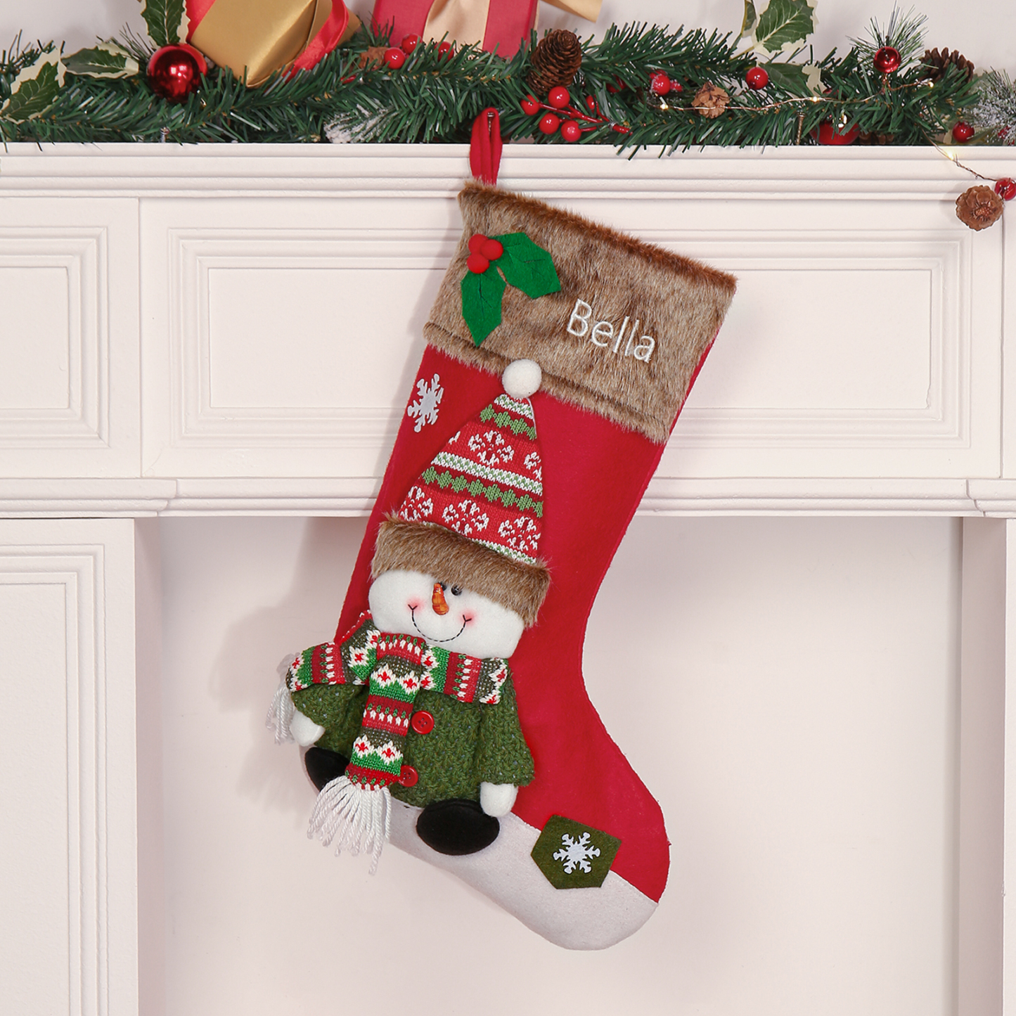 Personalised Christmas Stockings Ornaments Custom 1 Name Christmas Socks Gifts for Family Friends-Jessemade AU