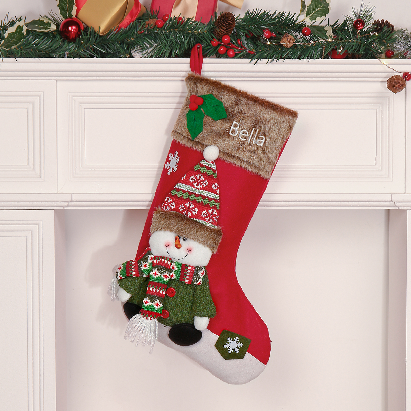 Personalised Christmas Stockings Ornaments Custom 1 Name Christmas Socks Gifts for Family Friends-Jessemade AU