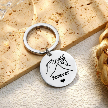 Pinky Swear Personalised Round Keychain Custom Text Keyring Gift For Friend/Sister/Bestie-Jessemade AU