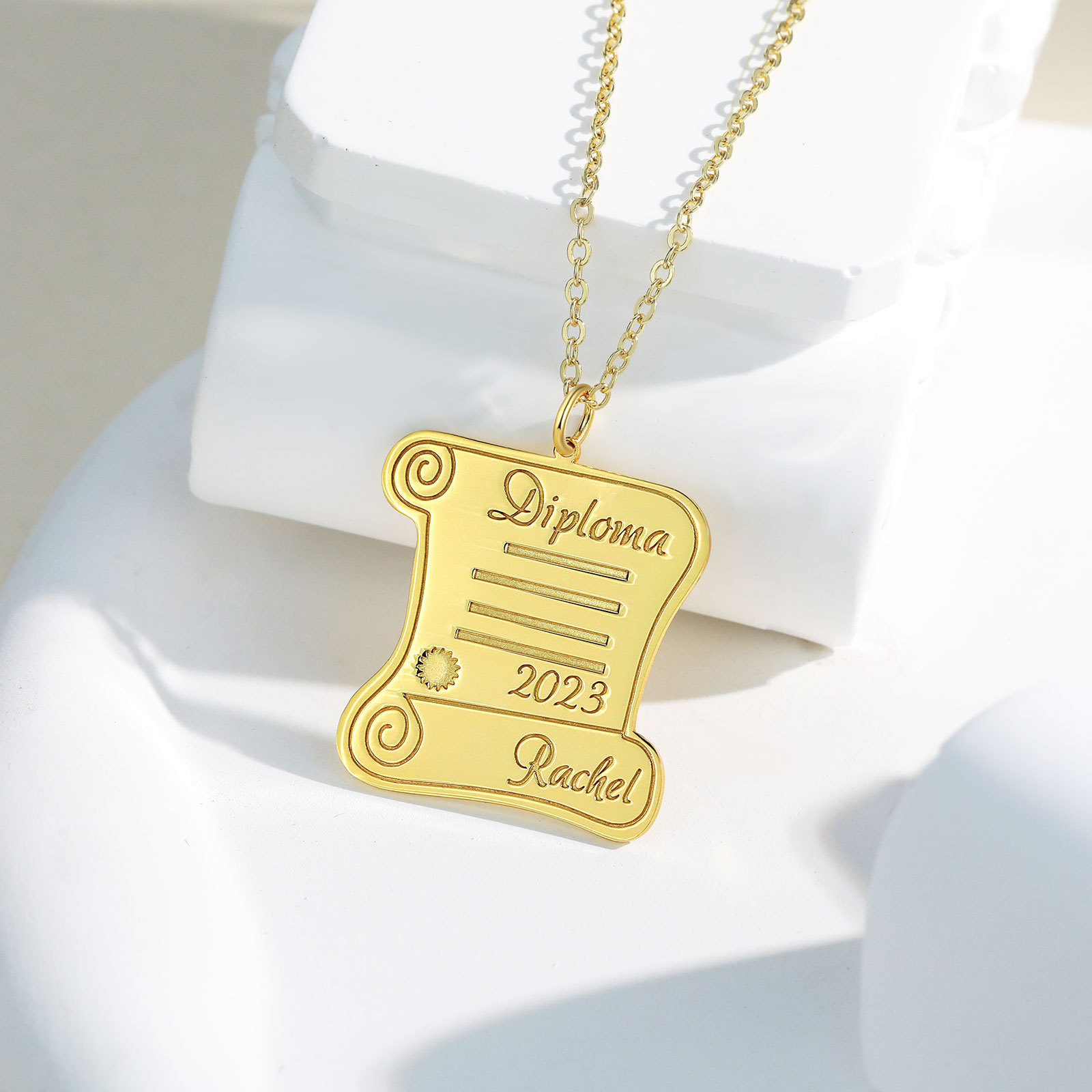 Graduation Gifts Personalised Name Diploma Necklace-Jessemade AU
