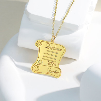 Graduation Gifts Personalised Name Diploma Necklace-Jessemade AU
