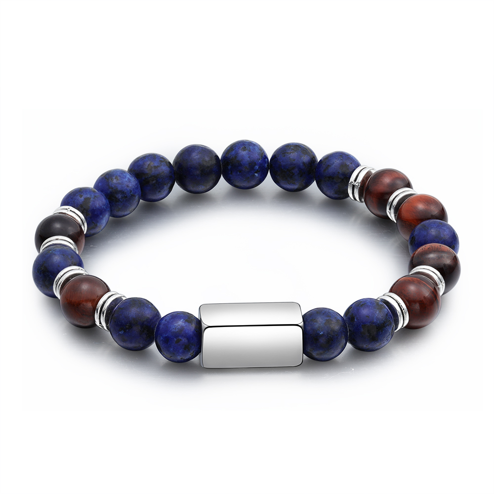 Personalised Round Beads Bracelet Custom Names Men's Bracelet Gifts For Him-Jessemade AU