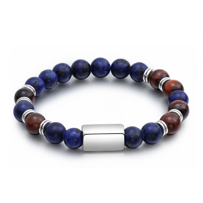 Personalised Round Beads Bracelet Custom Names Men's Bracelet Gifts For Him-Jessemade AU