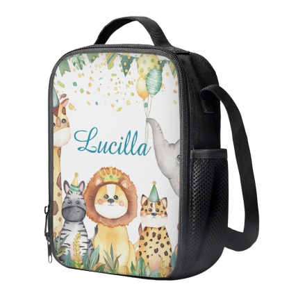Custom Name Lunch Bag Personalised Cartoon Animals Lunch Box  Gifts for Kids-Jessemade AU