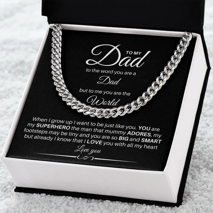 To My Dad Cuban Chain Necklace Stainless Steel Necklace Set Father's Day Gifts-Jessemade AU