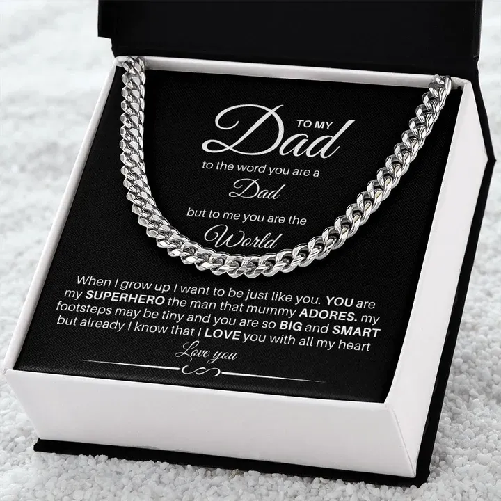 To My Dad Cuban Chain Necklace Stainless Steel Necklace Set Father's Day Gifts-Jessemade AU