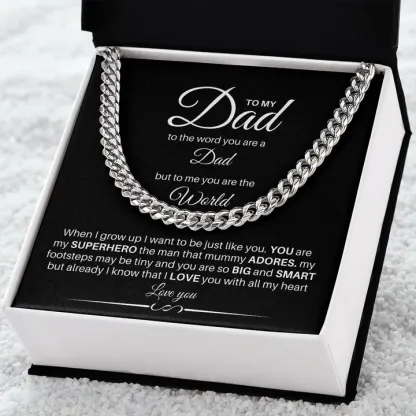 To My Dad Cuban Chain Necklace Stainless Steel Necklace Set Father's Day Gifts-Jessemade AU