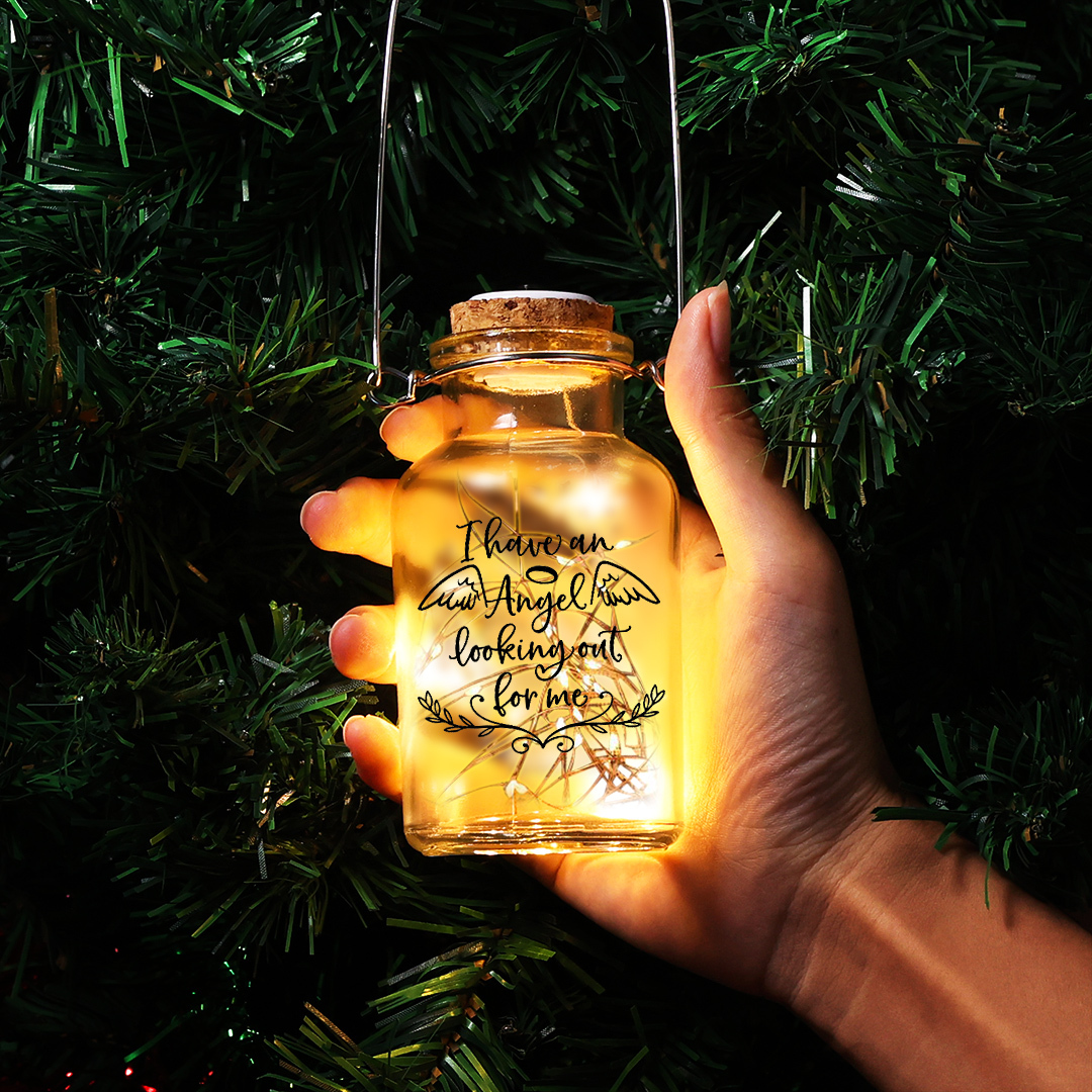 Memorial Jar Night Light "I Have An Angel Looking Out for Me"-Jessemade AU