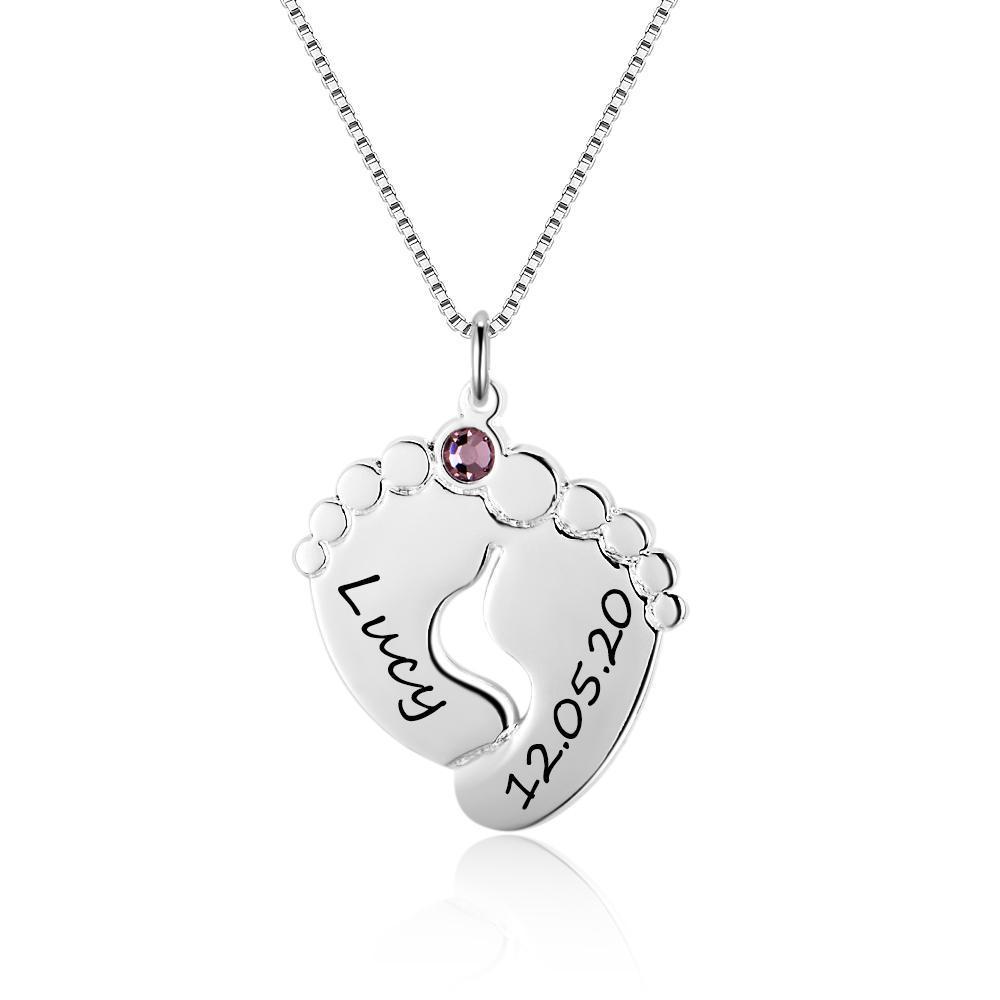 To My Mummy Personalised Baby Feet Pendant Necklace Custom 2 Names & Birthstone Necklace Gifts For Mother-Jessemade AU
