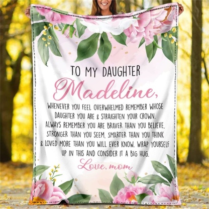 To My Daughter Straighten Your Crown Flannel Blanket-Jessemade AU