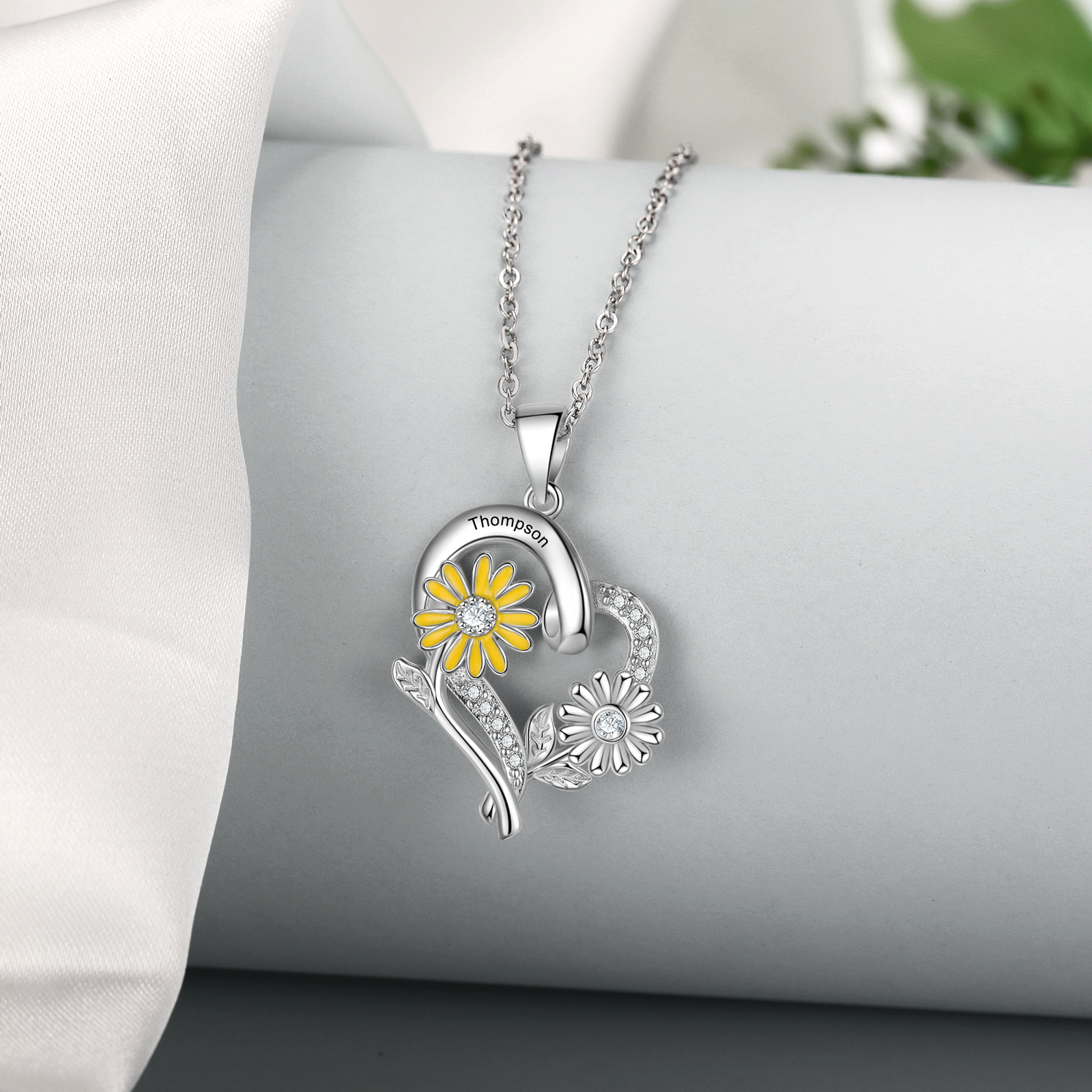 Personalised April Birthflower Necklace With Birthstones Custom 1 Name Necklace For Her-Jessemade AU