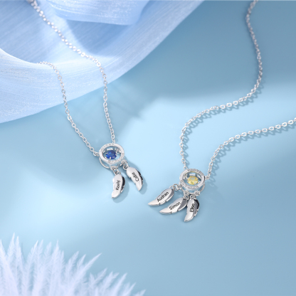 Personalised Dream Catcher Necklace with Dancing Stone Custom 2 Names Necklace-Jessemade AU