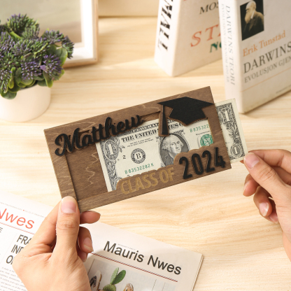 Class of 2024 Personalised Graduation Cash Clip Custom Name & Text Cash Box Creative Gifts for Her/Him-Jessemade AU