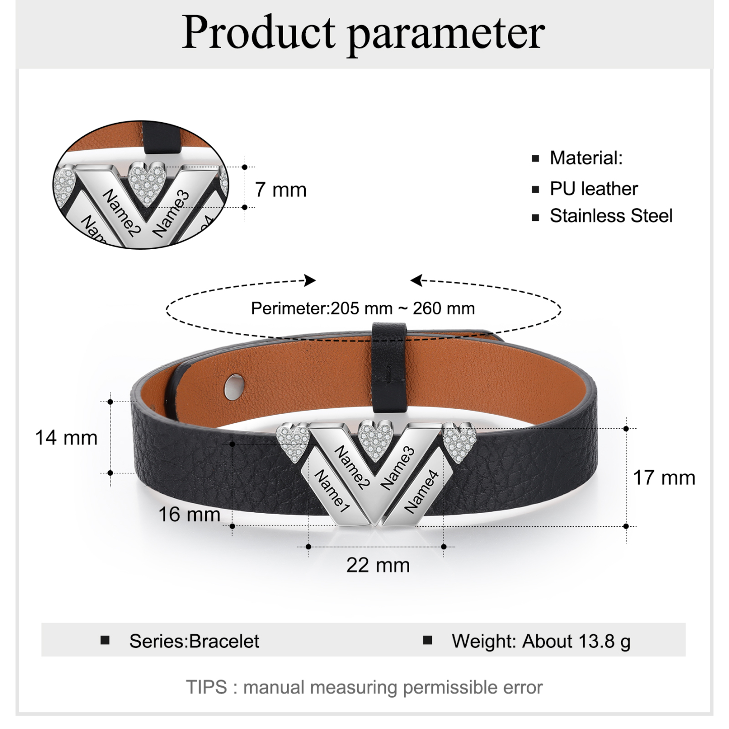 Mother's Day Gifts Personalised Leather Bracelet With 4 Names Gifts For Women-Jessemade AU