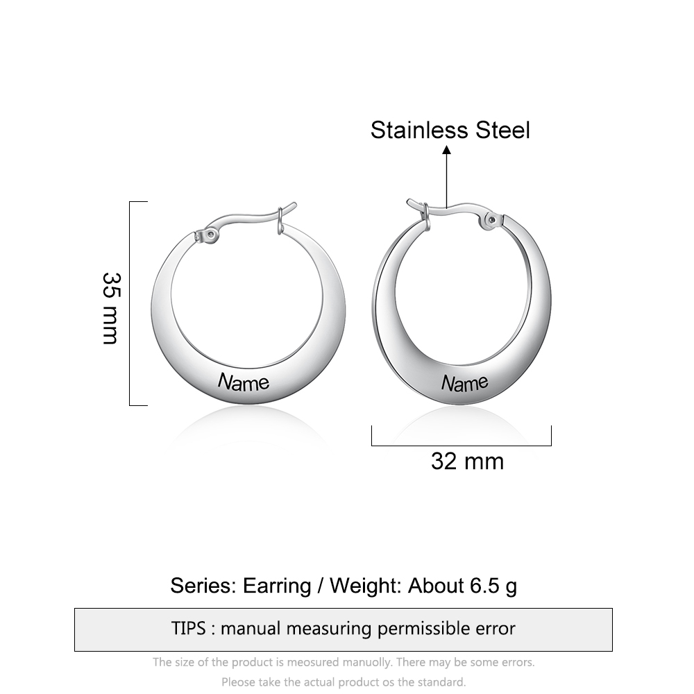 Customised Circle Name Earring Engraved Name Earrings for Her-Jessemade AU