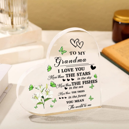 To My Grandma Acrylic Heart Keepsake Heart Ornament-To My Grandma I Love You-Jessemade AU