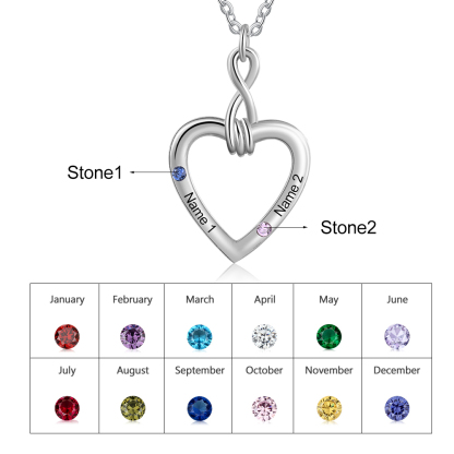 Personalised Infinity Heart Necklace with Birthstone Engraved Name Gifts for Her-Jessemade AU