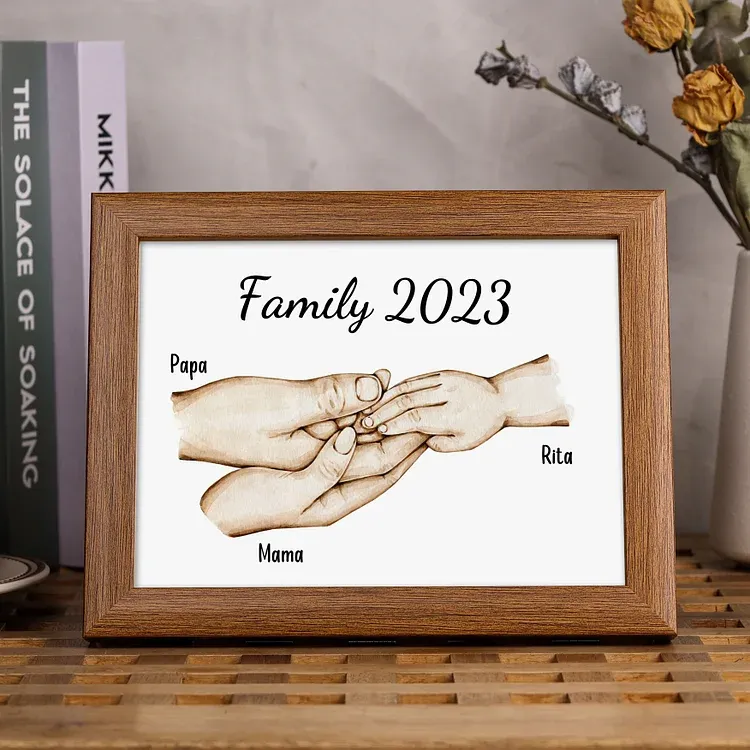 Personalised Family Holding Hands Picture Frames With Light Custom 3 Names Home Decor Gifts-Jessemade AU