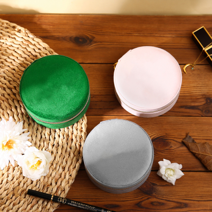 Jewelry Storage Box Travel Jewelry Box Grey/Pink/Green Circle Box Gifts for Ladies Girls-Jessemade AU