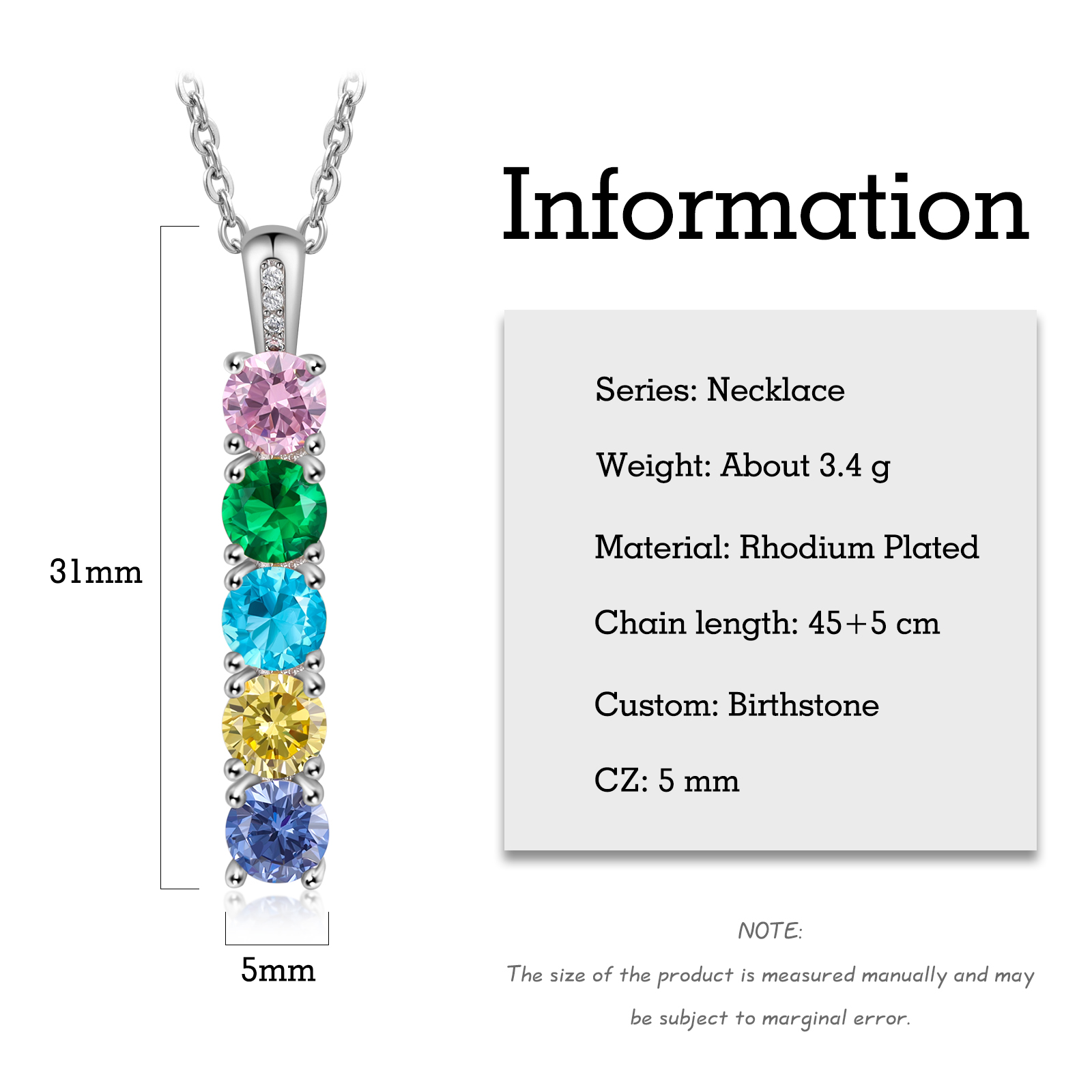 Family Birthstone Necklace Personalised 5 Stones Family Tribal Necklace for Her-Jessemade AU