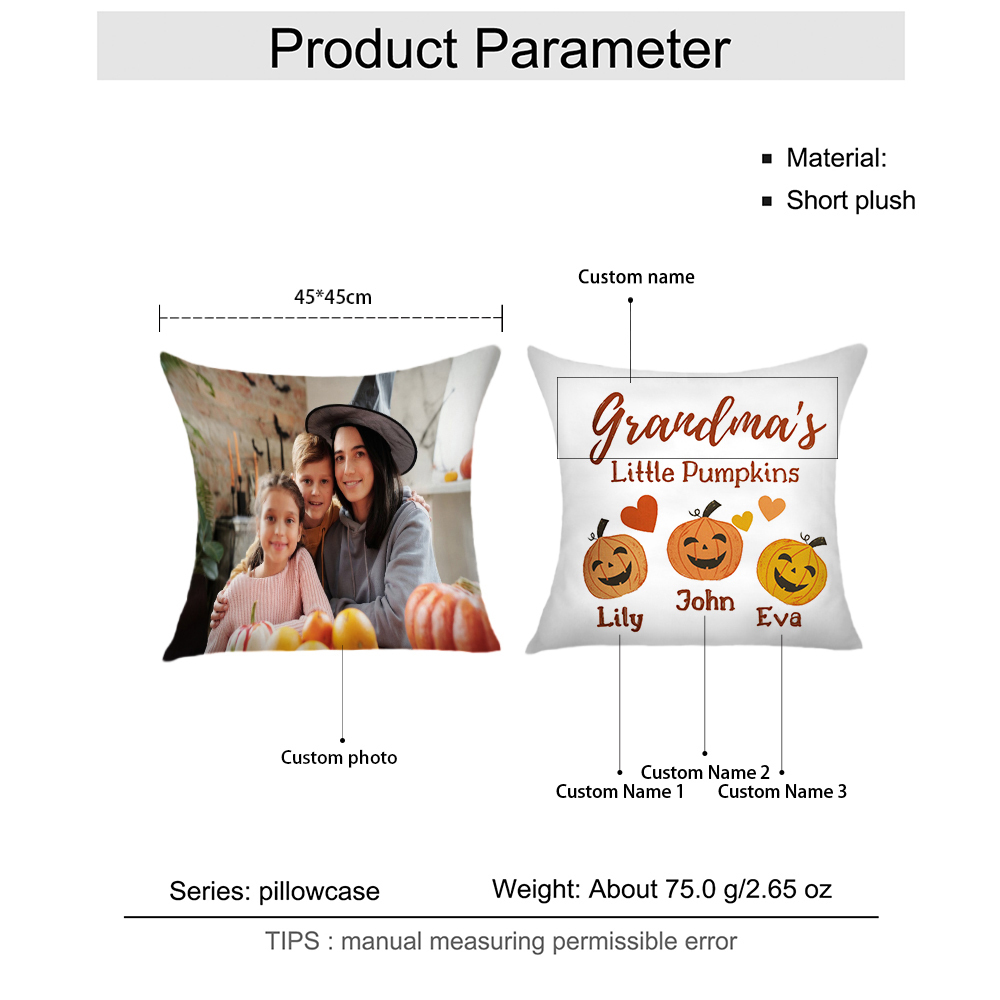 Halloween Gifts Pillowcase Personalised Photo Pumpkin Pillow Cover for Kids-Jessemade AU