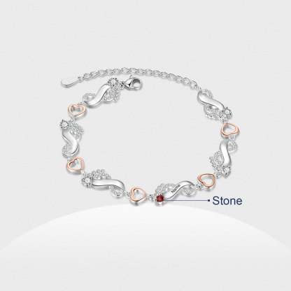 Personalised Baby Feet Bracelet Custom 1 Birthstones Heart Bracelet Gifts For Women-Jessemade AU