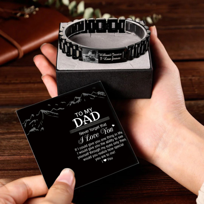 Personalised Men's Bracelet Custom Photo Wristband Initial ID Bar Bangle Gifts For Him-Jessemade AU