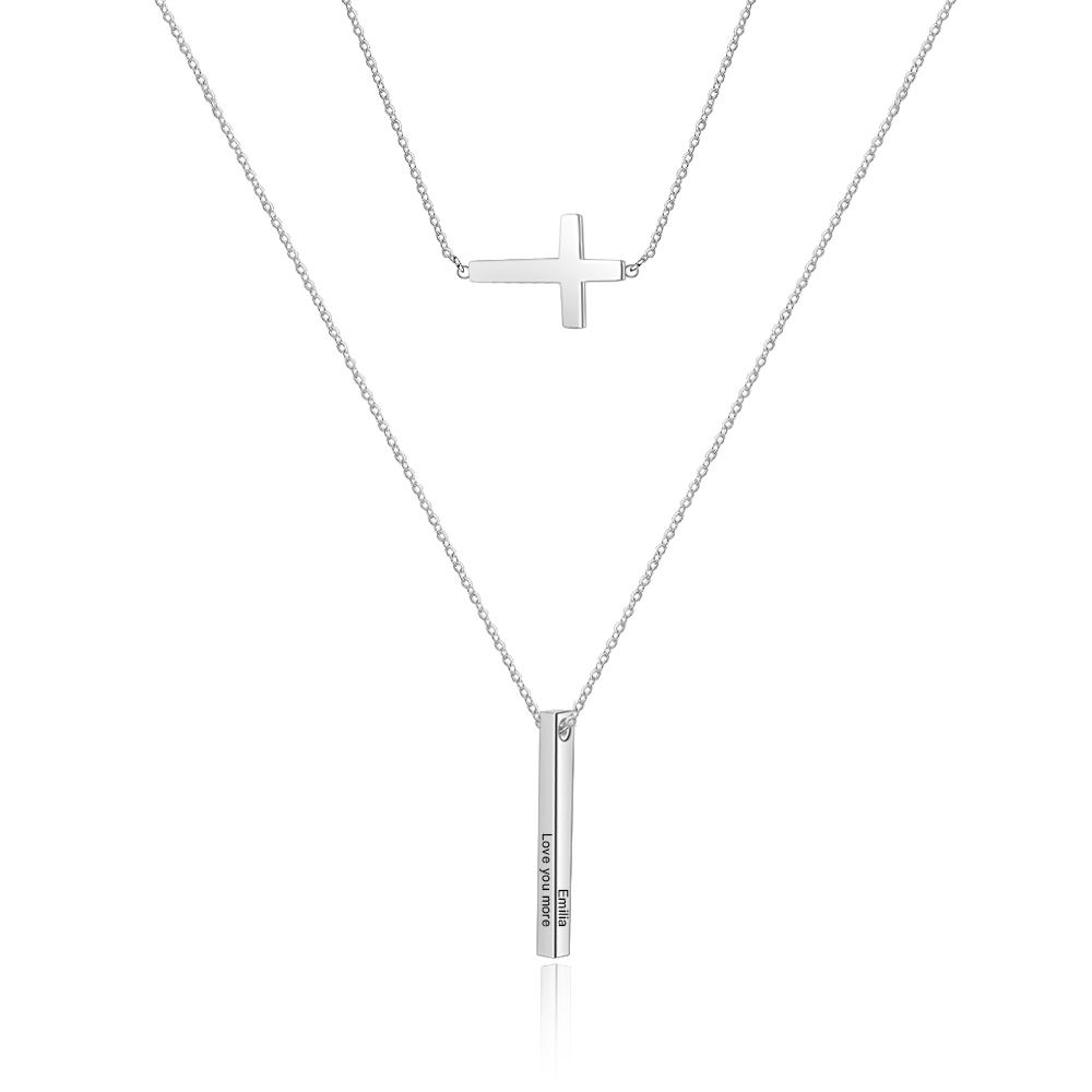 Engraved 4 Sides Vertical Bar Necklaces & Pendants-Jessemade AU