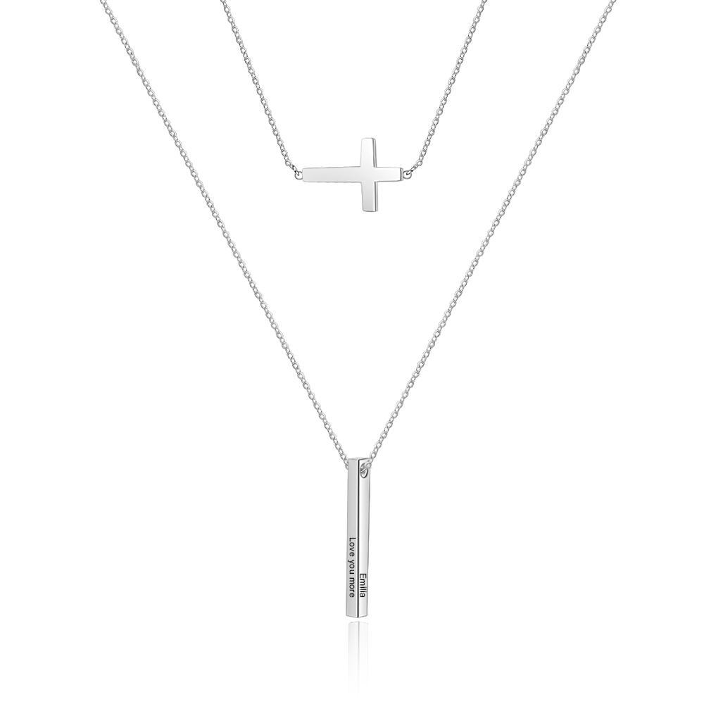 Engraved 4 Sides Vertical Bar Necklaces & Pendants-Jessemade AU