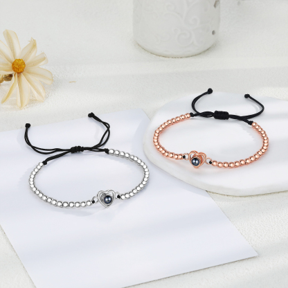 2 PCS Personalised Couple Projection Bracelet Customised 1 Photo Adjustable Bracelet Special Gift For Her/Him-Jessemade AU