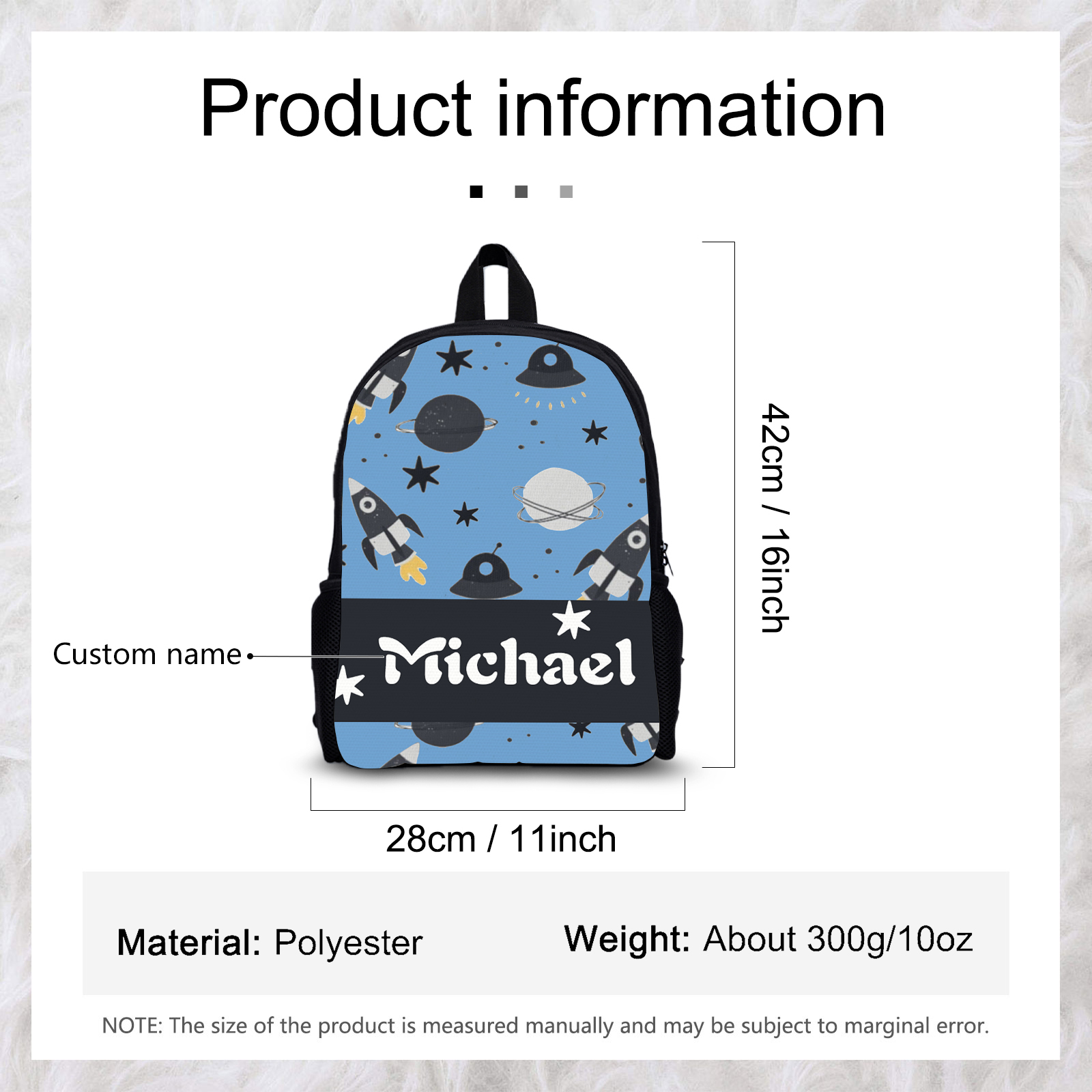 Custom Name Schoolbag Personalised Rocket and Satellite Backpack Travel Bag for Kids-Jessemade AU