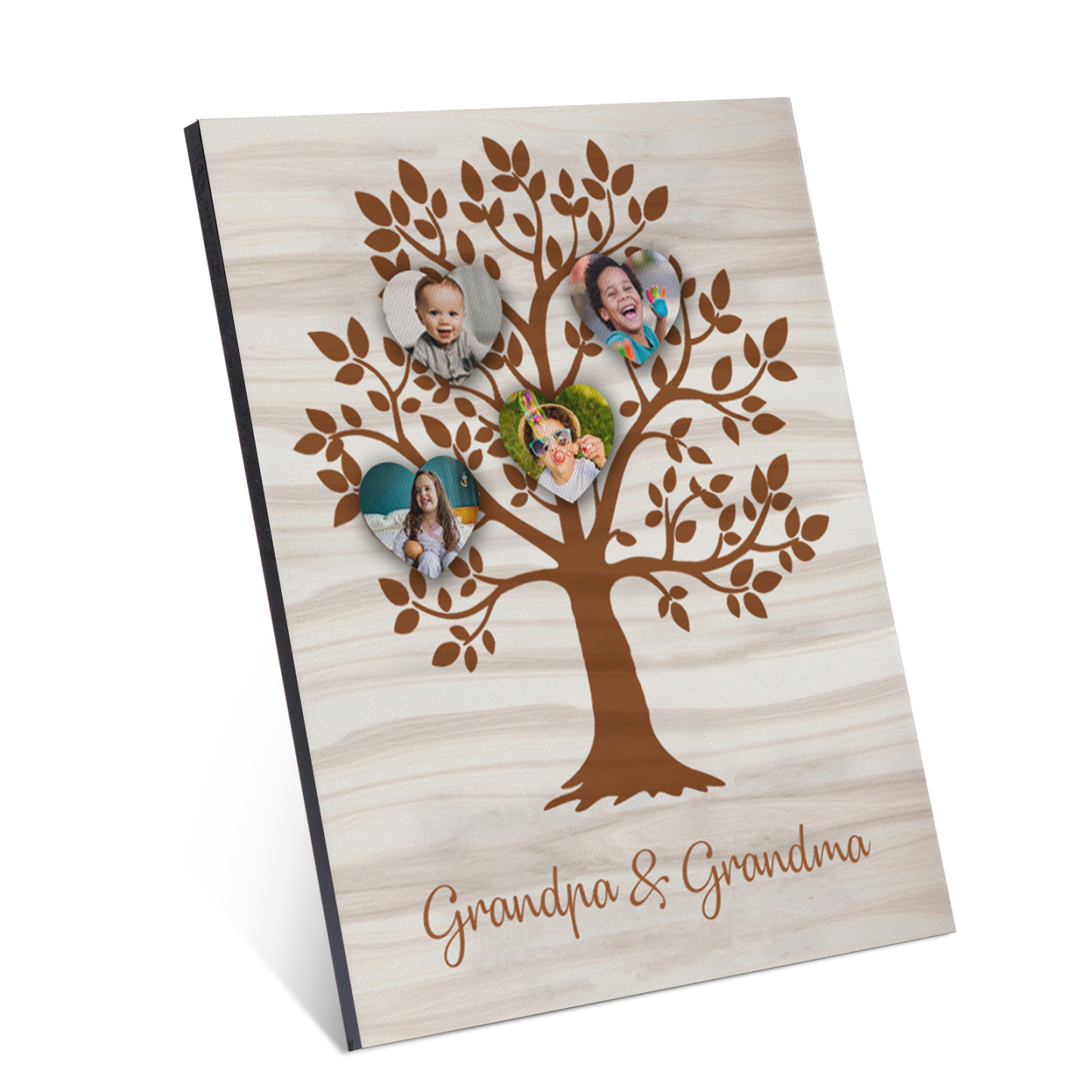 Personalised Photo Family Tree Wood Signs Engrave 4 Photos Frame-Jessemade AU