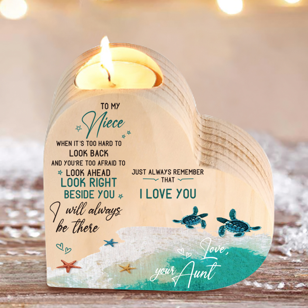 To My Niece Heart Candle Holder I Will Always Be There Wooden Candlestick-Jessemade AU