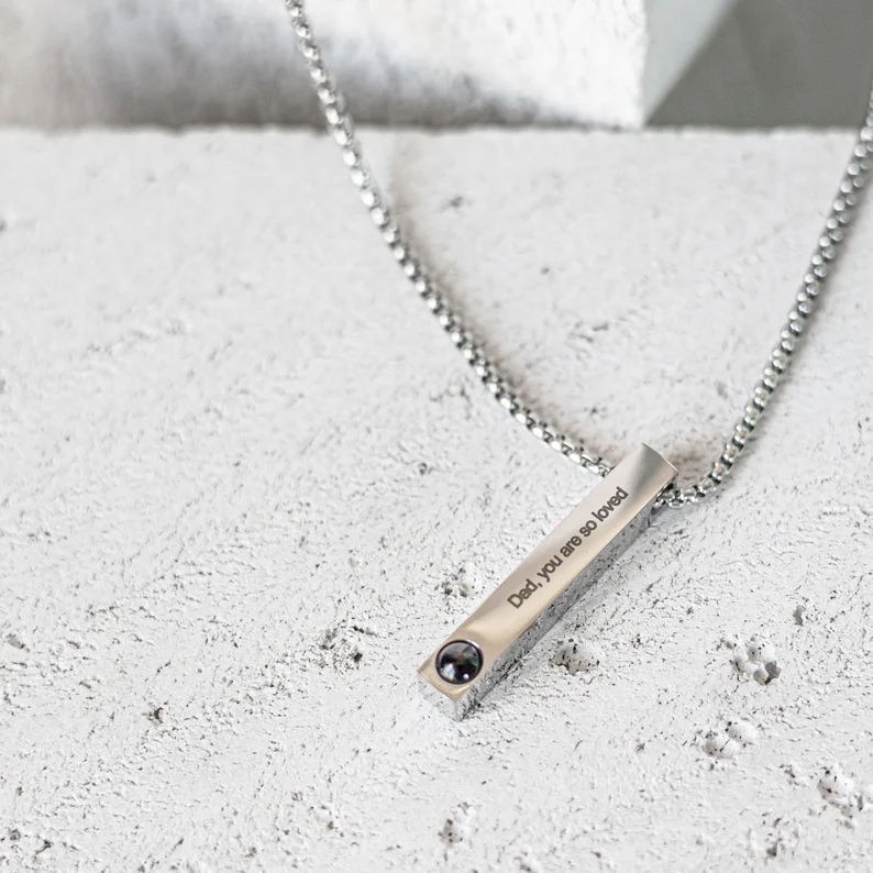 Personalised Projection Necklace Love Style 3D Bar Photo Necklace Gifts For Men-Jessemade AU