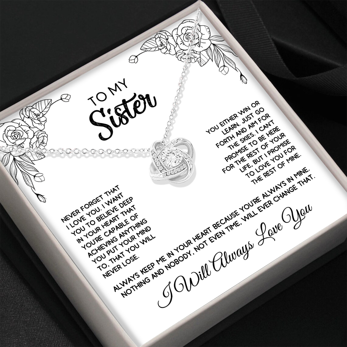 To My Sister Love Knot Necklace Special Birthday Gift for Sister - I Will Love You Always-Jessemade AU