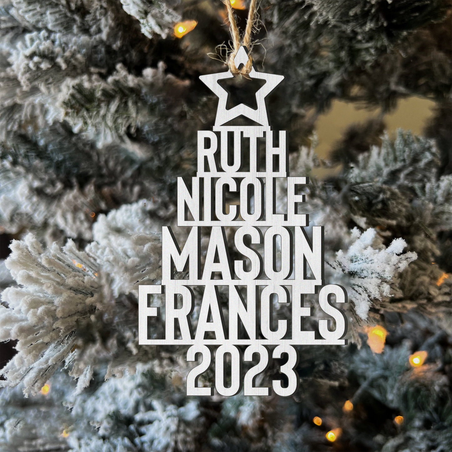 4 Names - Personalised Christmas Tree Ornaments Customised Name Xmas Wooden Decor Gifts for Family Friends-Jessemade AU