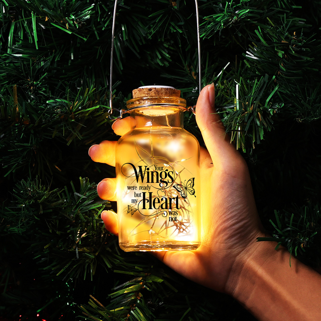 Butterfly Memorial Jar Night Light "Your Wings Were Ready But My Heart Was Not"-Jessemade AU
