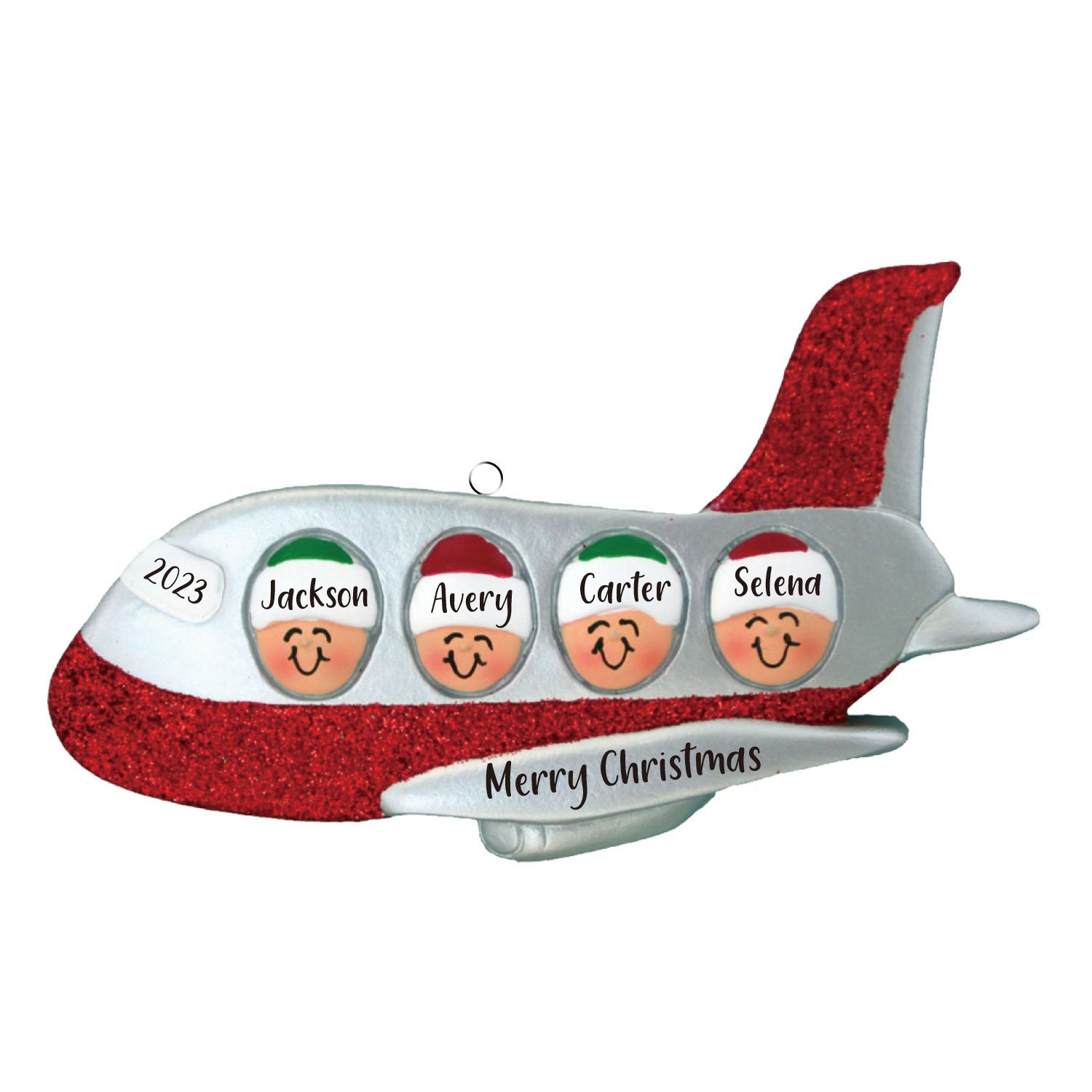 4 Names - Personalised Christmas Ornaments Custom Text & Year Wooden Airplane Christmas Decor Gifts for Family Friends-Jessemade AU