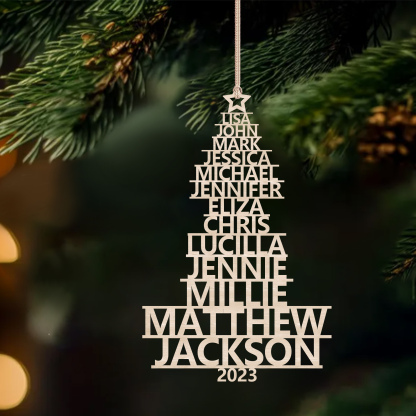 13 Names - Personalised Christmas Tree Ornaments Customised Name Xmas Wooden Decor Gifts for Family Friends-Jessemade AU