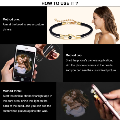Personalised Projection Photo Bracelet Couple Adjustable Bracelet Valentine's Day Birthday Personalised Gift for Couples-Jessemade AU