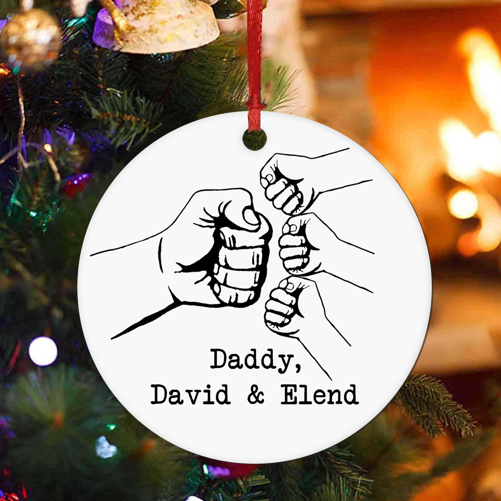 Personalised Christmas Tree Ornaments Wooden Fist Signs Christmas Pendant Custom Text Gifts for Family Friends-Jessemade AU