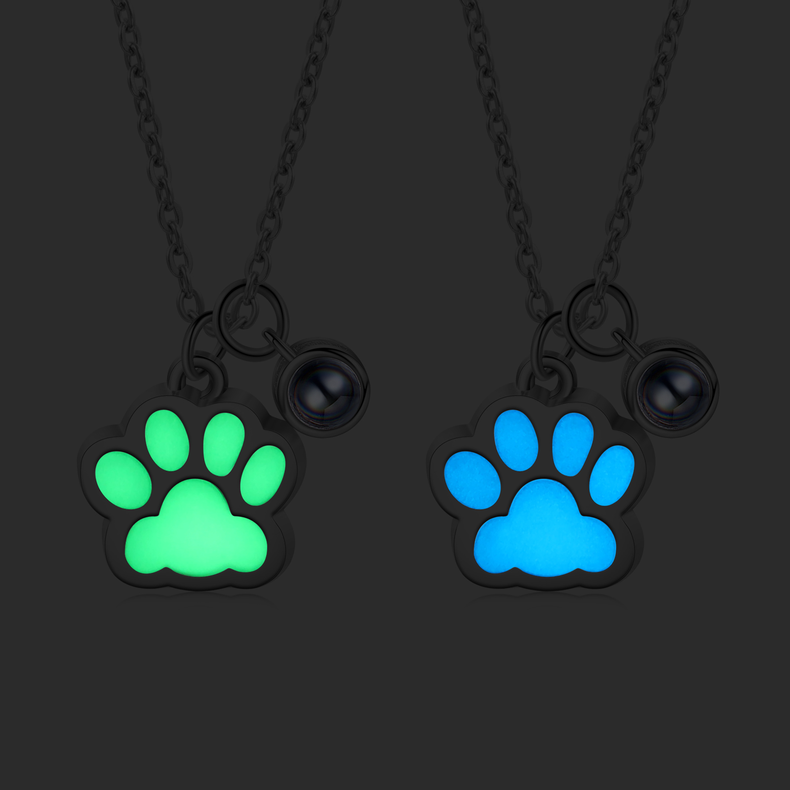 Personalised Dog Paw Pendant Couple Necklace Set Custom Photo Projection Necklace Romantic Gifts For Him/Her-Jessemade AU
