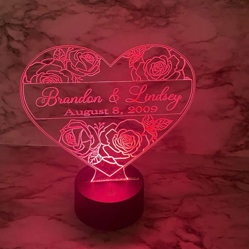 Personalised 7 Colours Changing Night Light Custom Name LED Lamp Gifts For Couple-Jessemade AU