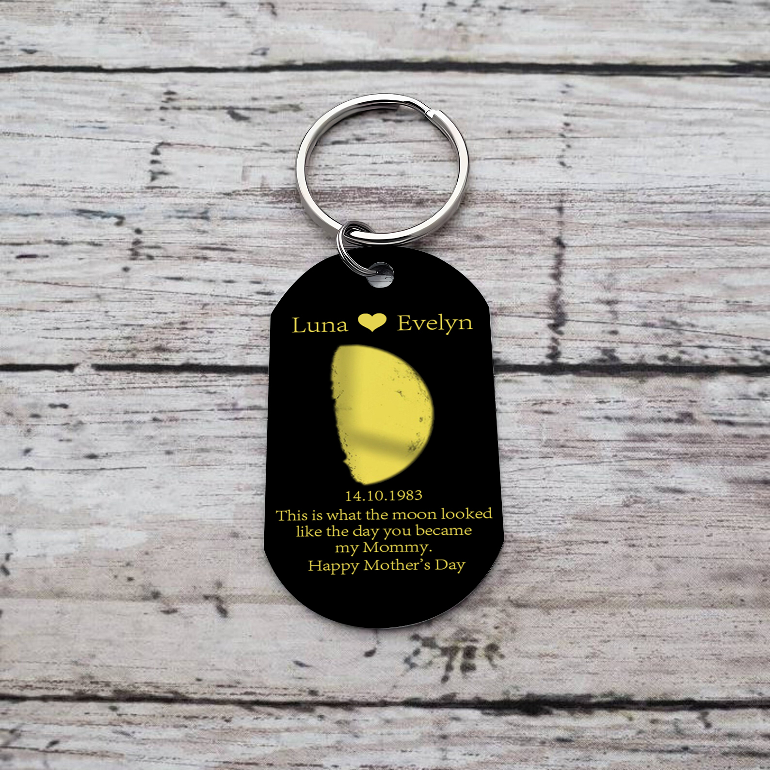 Personalised Text & Date Keychain Mother's Day Gifts - This Is What The Moon Looked Like The Day You Became My Mommy-Jessemade AU
