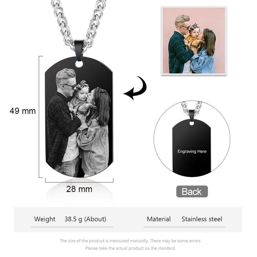 Personalised Photo Tag Necklace Custom Photo Cuban Chain Necklace Gifts For Father-Jessemade AU